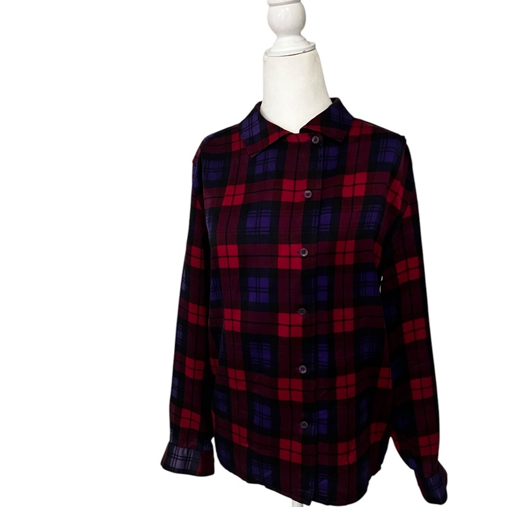 Silk shirt blouse plaid